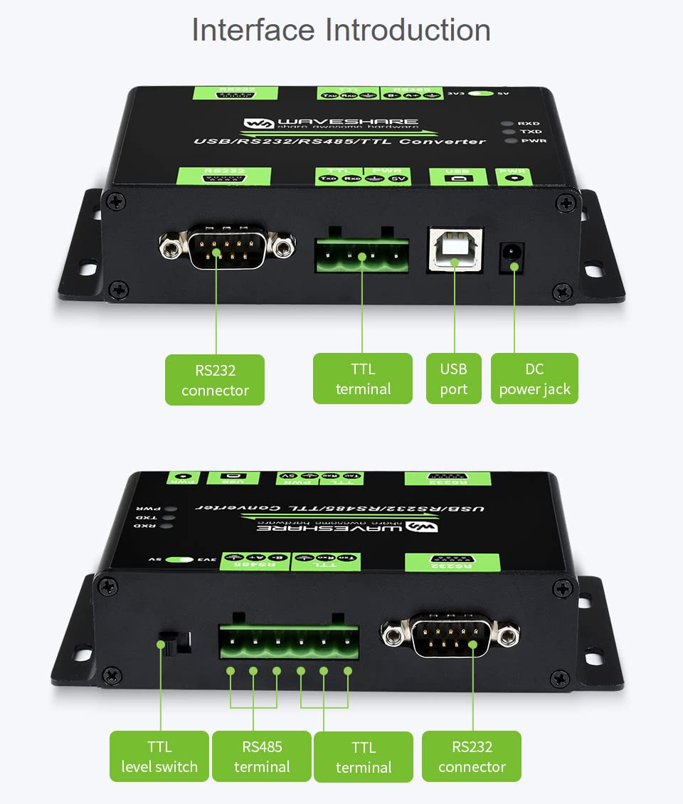 Waveshare USB/RS232/RS485/TTL Industrieller Isolierter Multi-Bus Konverter Unterstützt die Kommunikation Zwischen Verschiedenen Bussen, mit Schutzschaltungen