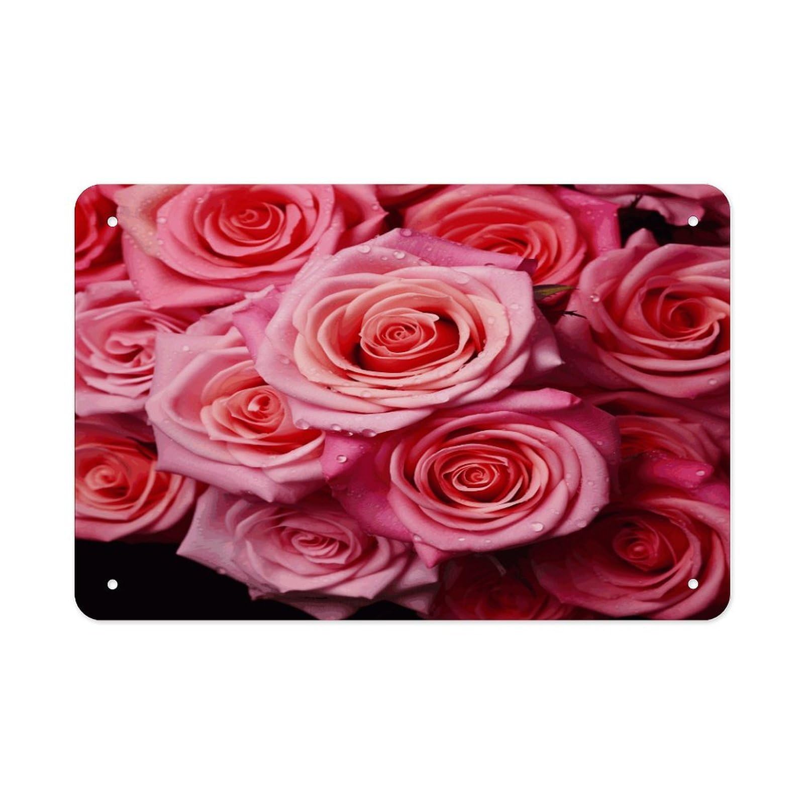 Fodpand Style Elegant Rose Flower Wall Art Metal Signs Tin Sign