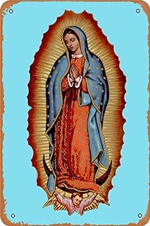 Vintage Tin Metal Sign Virgin Virgen Maria De Guadalupe Retro Wall Art Decor Iron Painting for Home Kitchen Cafe Pub Sign 8x12 Inch Plaque