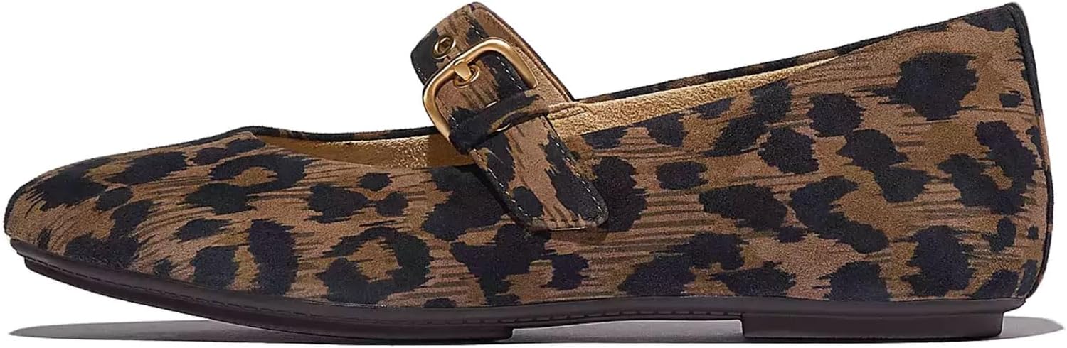 FitFlop Womens Delicato Leopard Suede Mary Janes