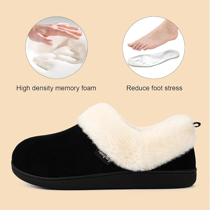 FamilyFairy Women's Warm Bootie Slippers Winter Gift Non Slip House Shoes