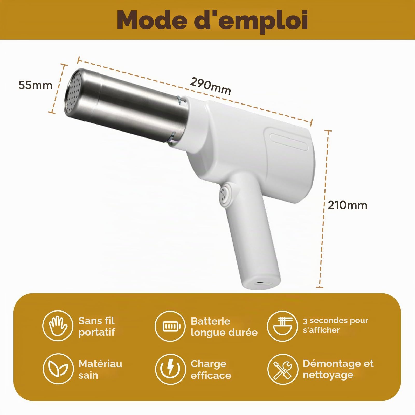 Machine a pate électrique portative, laminoir a pate fraiche portable amovible, Appareil de cuisine automatique, Machine à nouilles multifonctionnelle 2000 mAh avec 5 Moules.