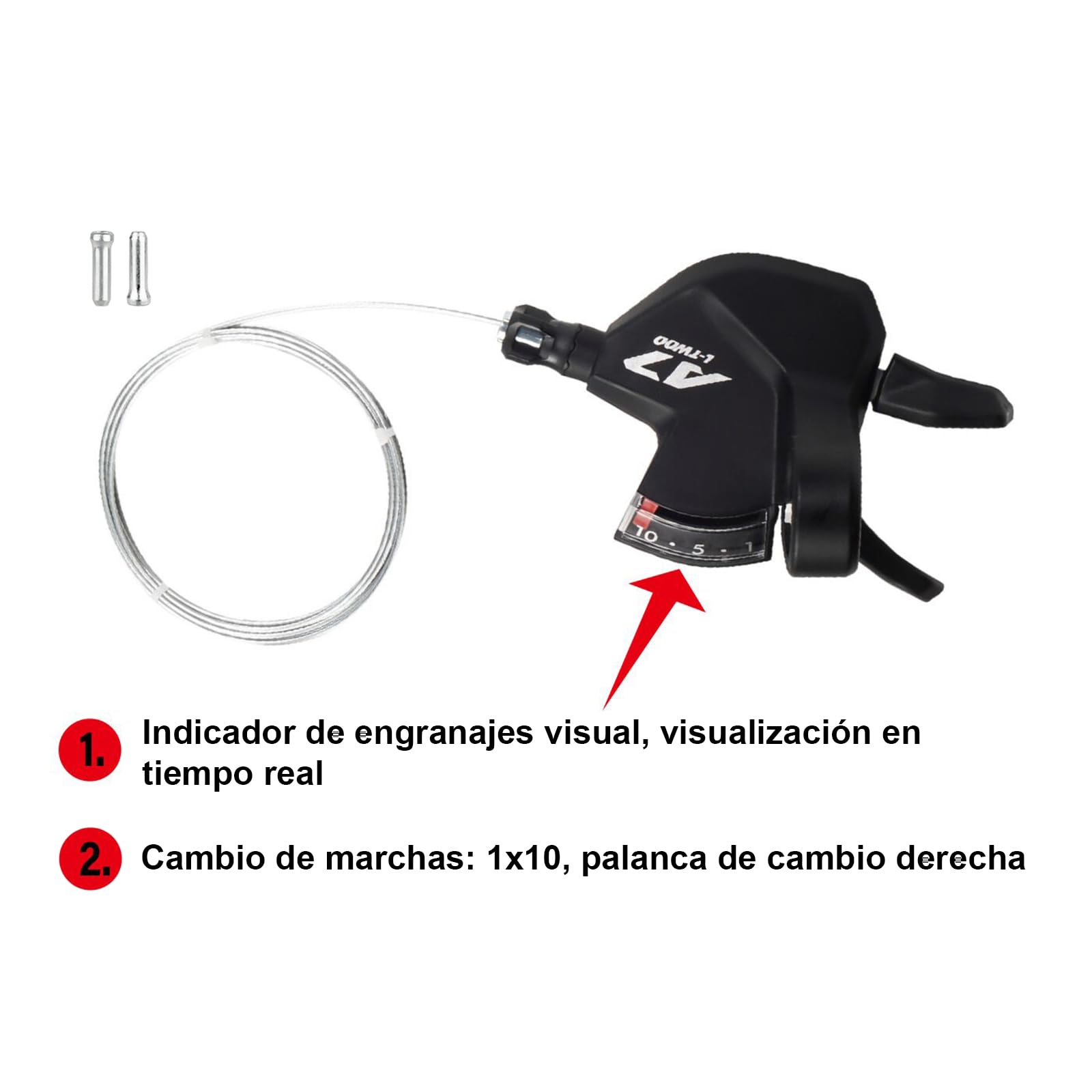 Cambio posteriore 10 V per Shimano/Sram,Deragliatore posteriore 10 velocità MTB,Leva del cambio 10 V - Leva del cambio per mountain bike, cambio da strada 10 V.