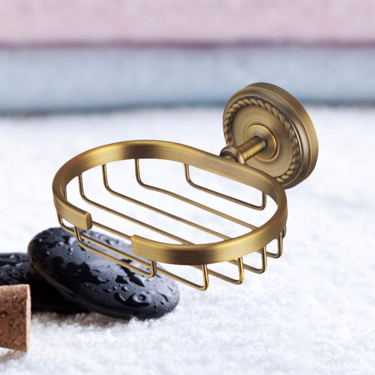 Jabonera de Pared de Latón Dorado con Red y Tornillos Ocultos