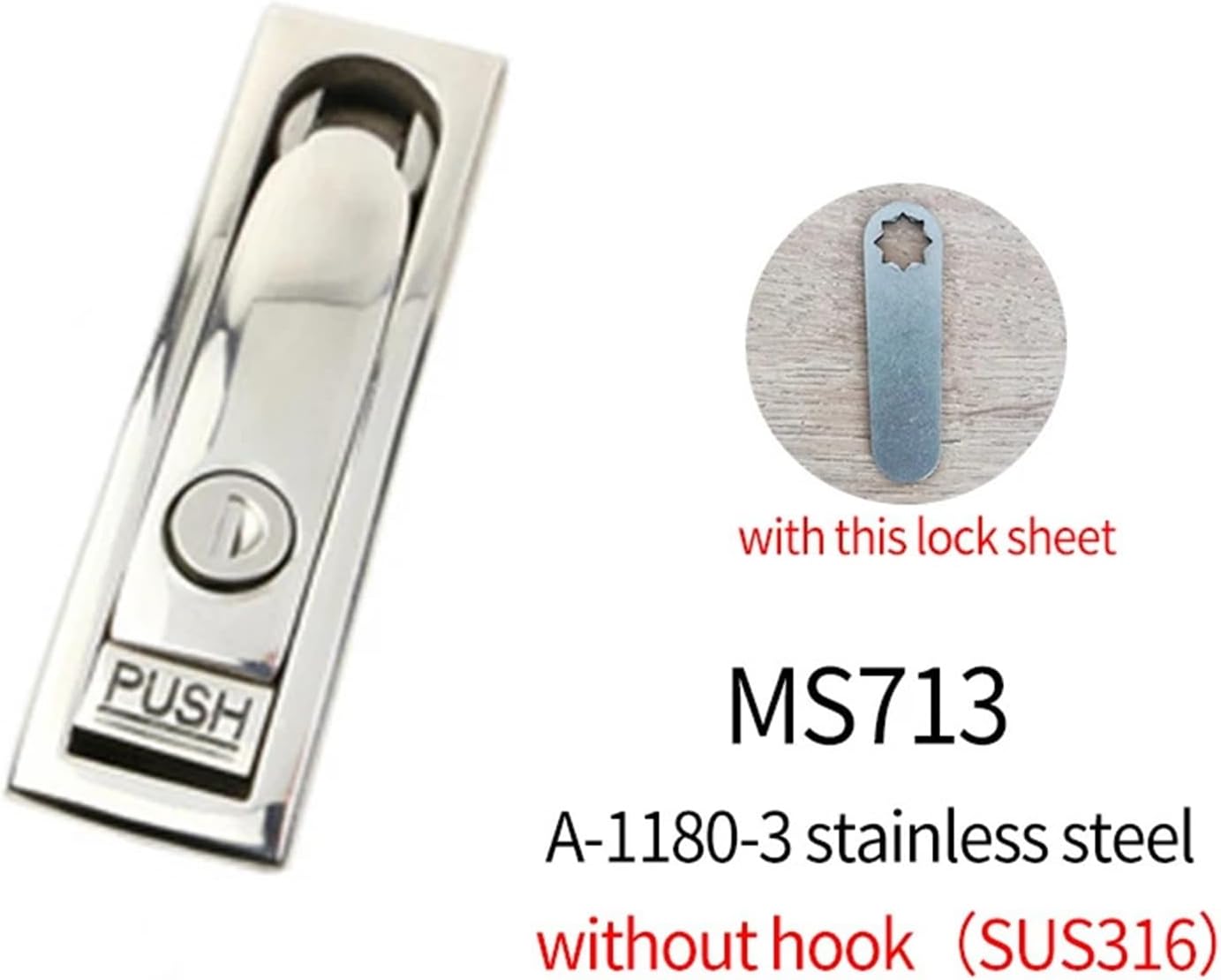 MS712 Plane Lock 316 Stainless Steel Ms713 with Hanging Optical Cable Junction Box Communication Cabinet Lock 1Pcs(MS713 Without Hook)