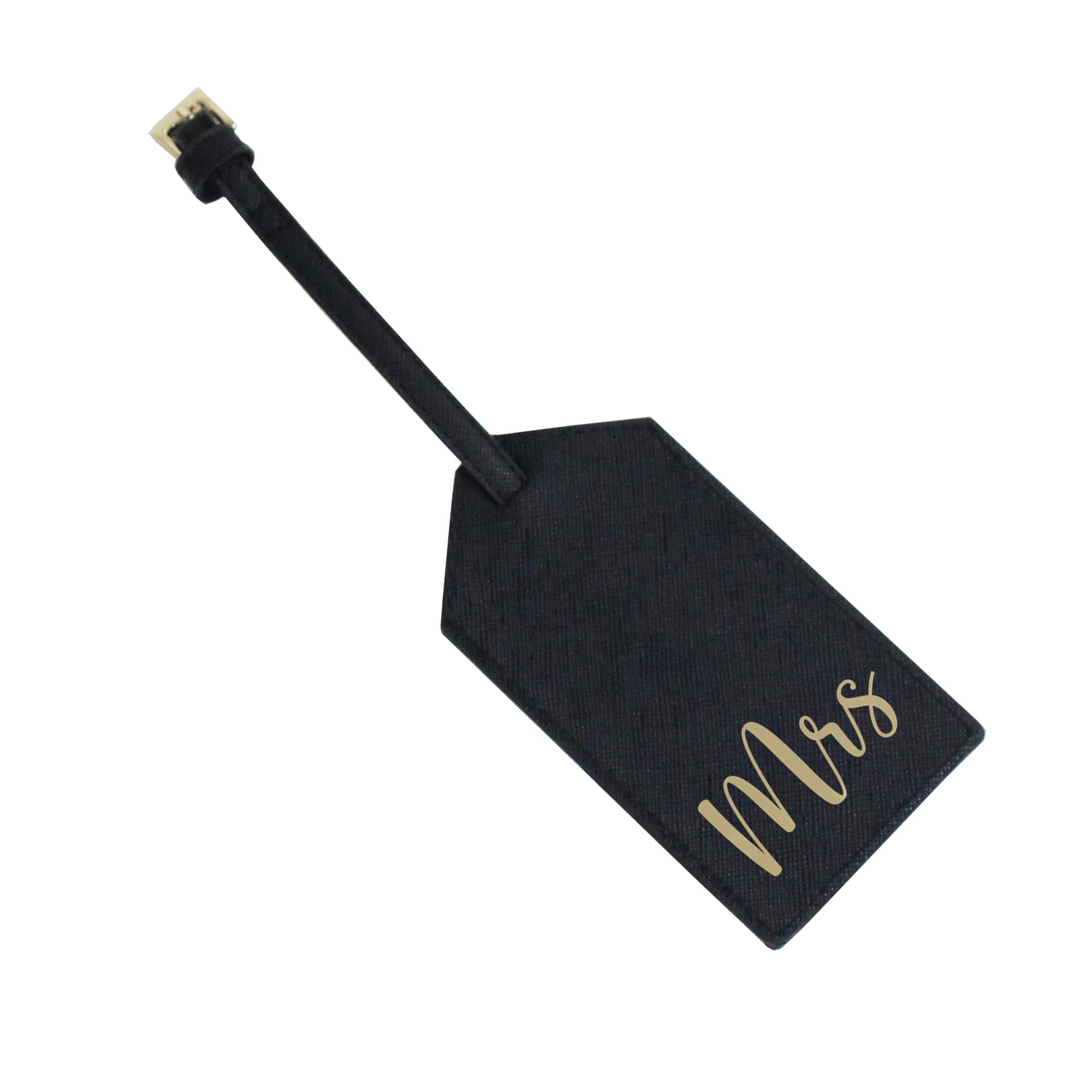 eBuyGB Mrs Luggage Tag, Destination Wedding, Honeymoon Gift, Newlywed Gift, PU Leather Tag, Hers Suitcase Baggage Label Tags (Black)
