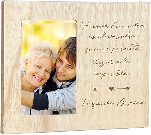 Miniatura 6 de soitu Marco de fotos de madera con frase personalizada para mamá, marco rústico vintage, 3.9 x 5.9 in, regalo, ideas originales, día de la madre,