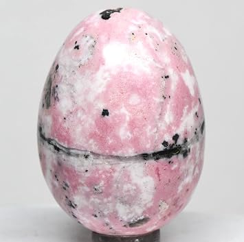 2.1" 135g Pink Rhodochrosite w/Inclusions Egg Polished Natural Gemstone Crystal Mineral Collectible Specimen - Peru + Stand