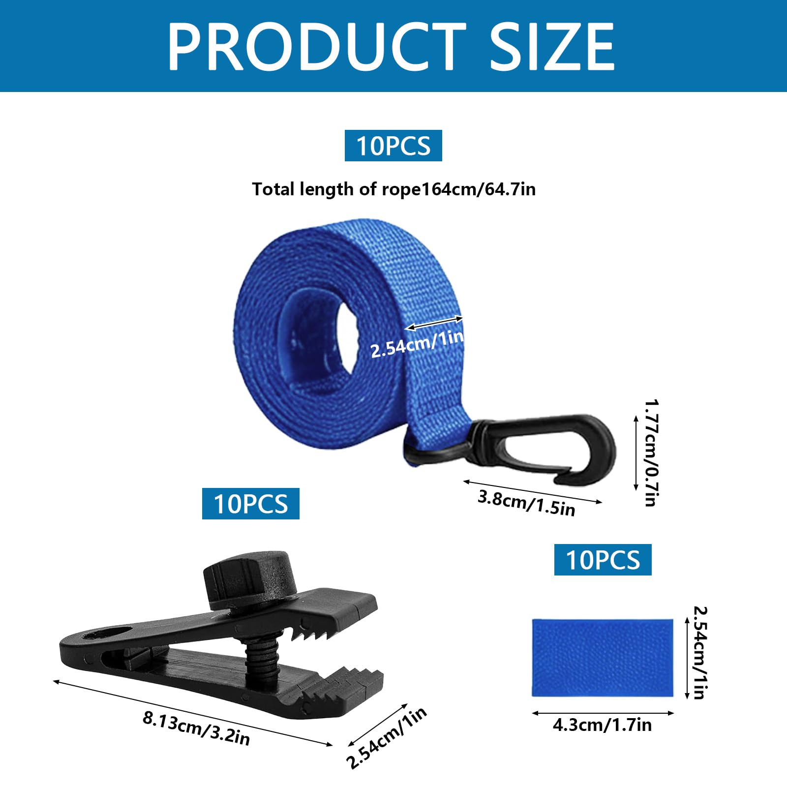 Fixation pour Bâche Solaire de Piscine,10 Pièces Kit de Sangles de Couverture Solaire,Enrouleur de Couverture Solaire,Sangles de Fixation,Pinces,pour Couvertures de Bâches de Piscine