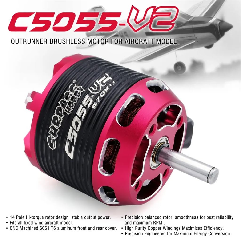 14 biegunów C5055 V2 570KV/760KV wysięgnik bezszczotkowy 80A ESC do modelu samolotu ze stałym skrzydłem RC (czarno-czerwony 570KV)