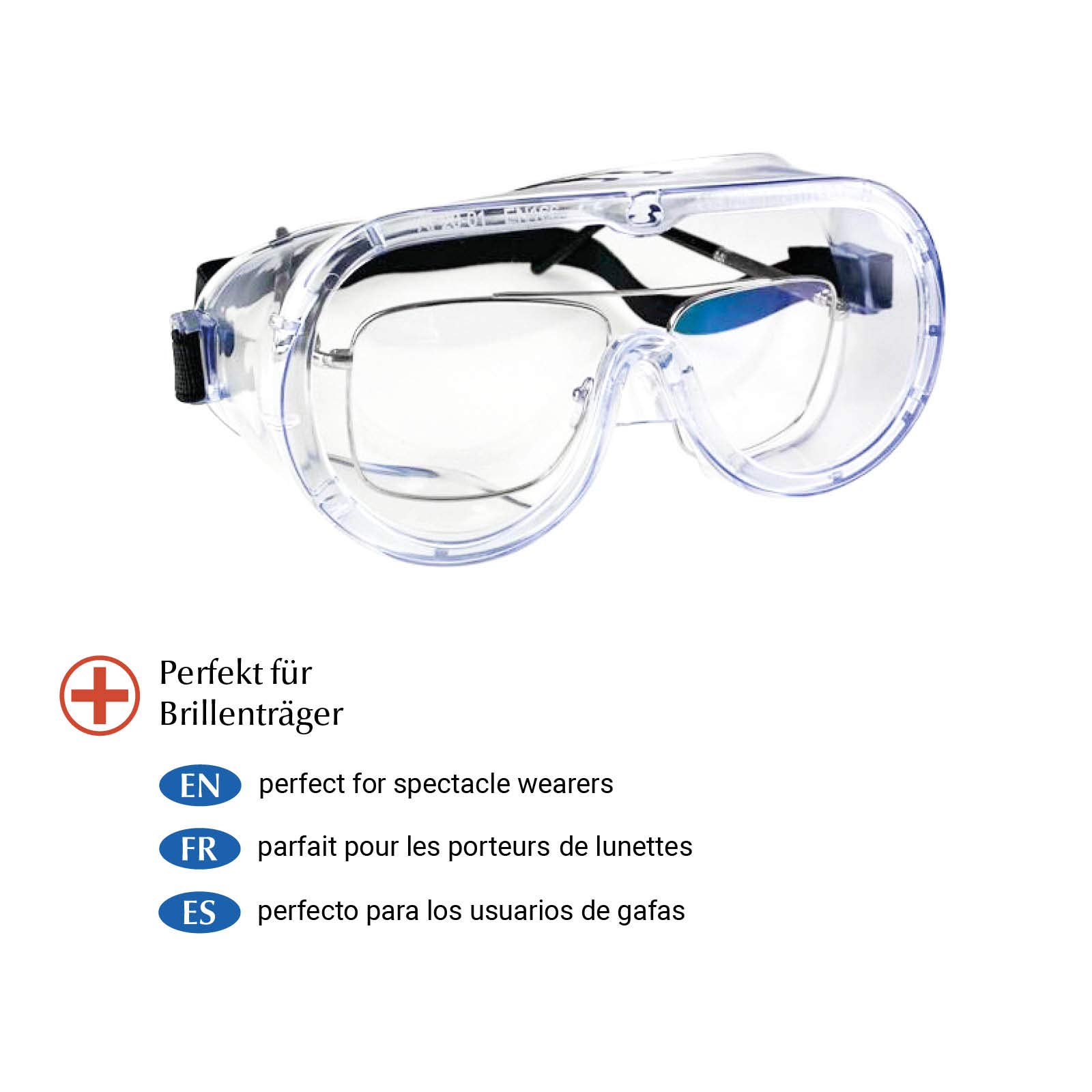 Schutzbrille gemäß EN166 | Antibeschlag - Sicherheitsbrille | Kristallklar | Kratzfest | Flexibles Kopfband