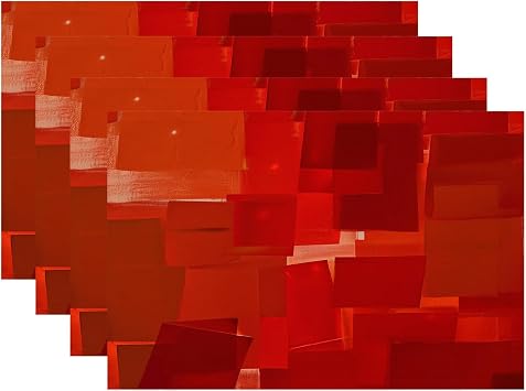 Batmerry Red Orange Placemats, Decor Red Modern Art Textures Woven Burlap Modern Placemats for Dining Table Kitchen Table Round Table Farmhouse Wedding Outdoor Indoor Set of 4