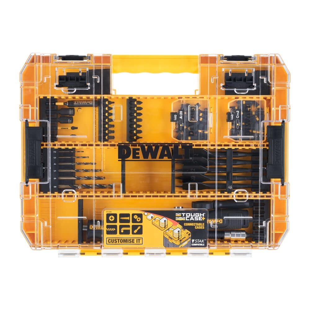 DeWalt - Toughcase grande de 85 piezas para atornillar y taladrar con acoplamiento angular flexible
