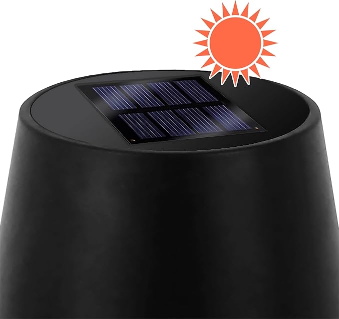 Spetebo Spetebo LED Solar batterij touch lamp warm wit - 26 x 11 cm - kunststof tafellamp in zwart - decoratieve verlichting voor terras balkon lamp dimbaar om neer te zetten photo 3