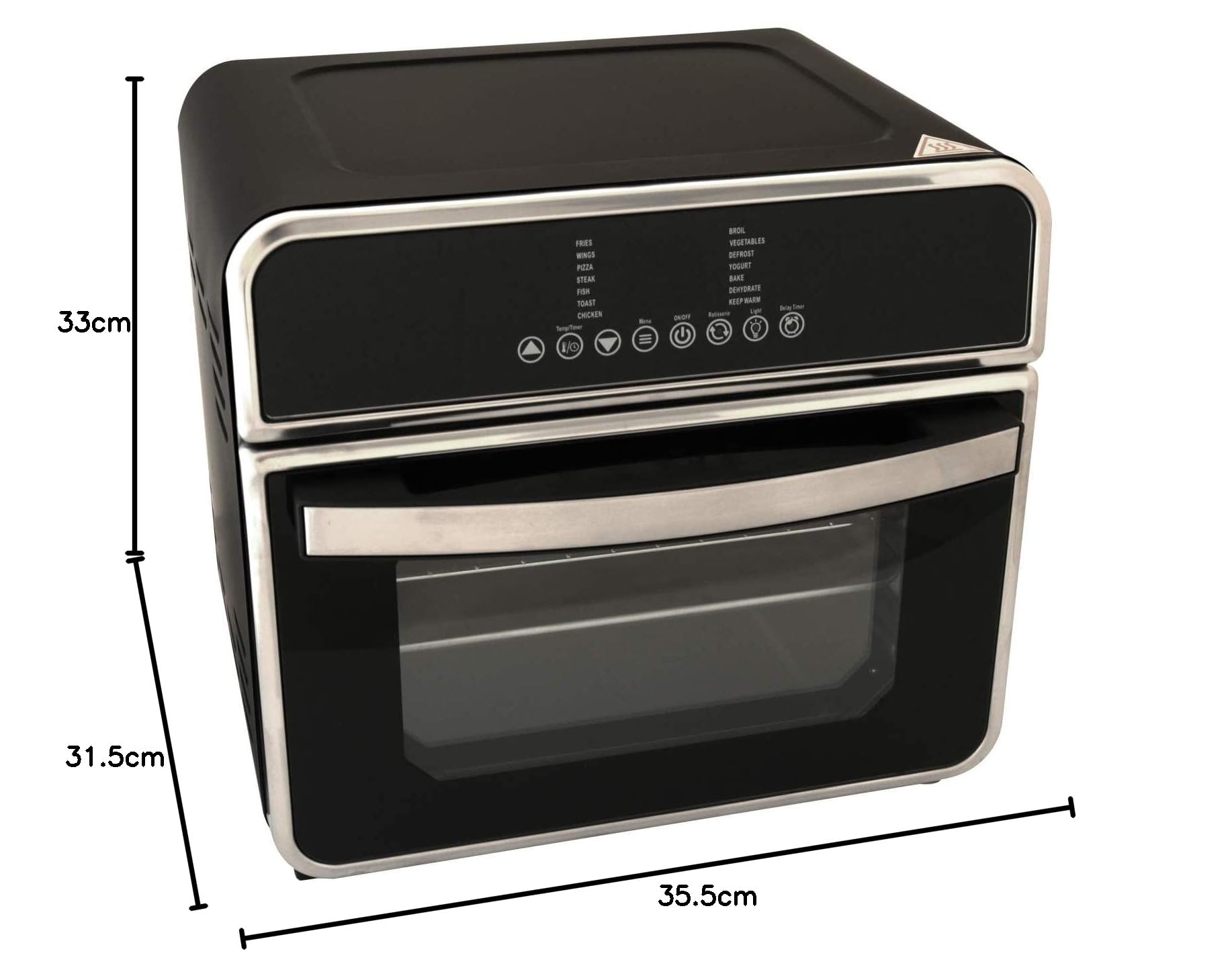 Deski HOT KITCHEN DESIGN Ofen Heißluft Fritteuse 15 Liter schwarz 1600 Watt 3in1 Multifunktion, 401274