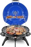 Electric BBQ Grill, Techwood 15-Serving Indoor/Outdoor Electric Grill for Indoor & Outdoor Use, Double Layer Design, Portable Removable Grill, 1600W (Stand Grill, Black)