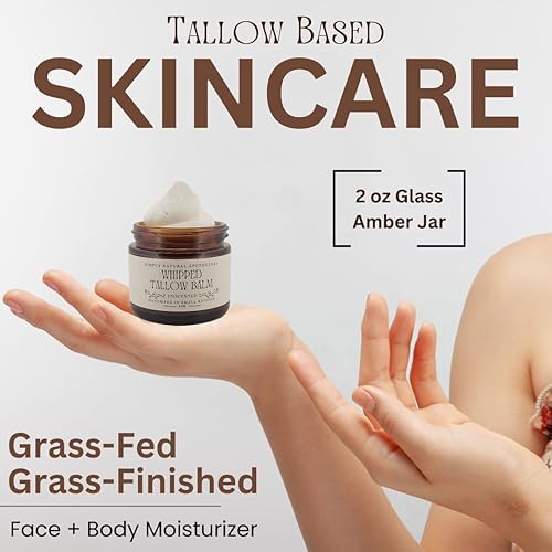 Miniatura 3 de 100% Grass Fed Beef Tallow for Skin Care - Face + Body - Whipped Moisturizer - 100% Natural Lotion, 2. oz. Moisturizer (Unscented)
