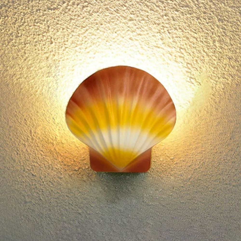 Mini aplique de pared de aluminio con diseño de concha decorativo e impermeable