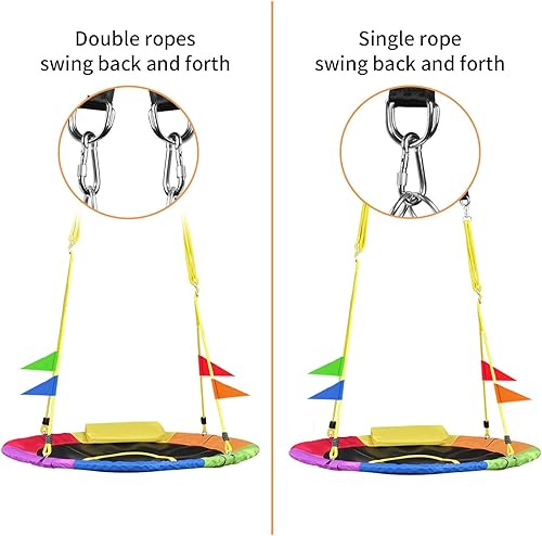 Miniatura 6 de Columpio de árbol de 40 pulgadas, columpio de árbol de telaraña, capacidad de peso de 850 libras, Oxford 900D, impermeable, cuerda giratoria de