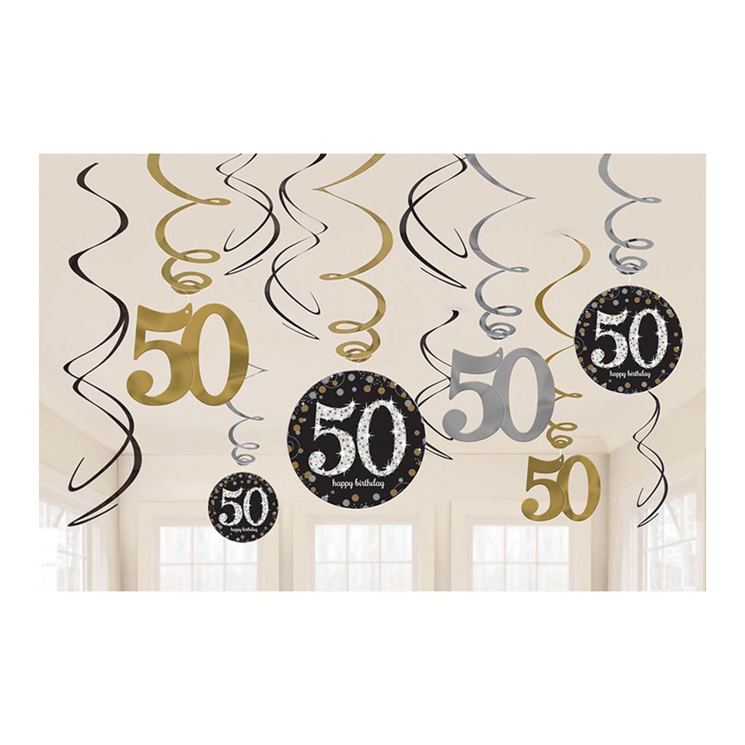 (PKT) Adult Gold Celebration 50th Swirl Decorations