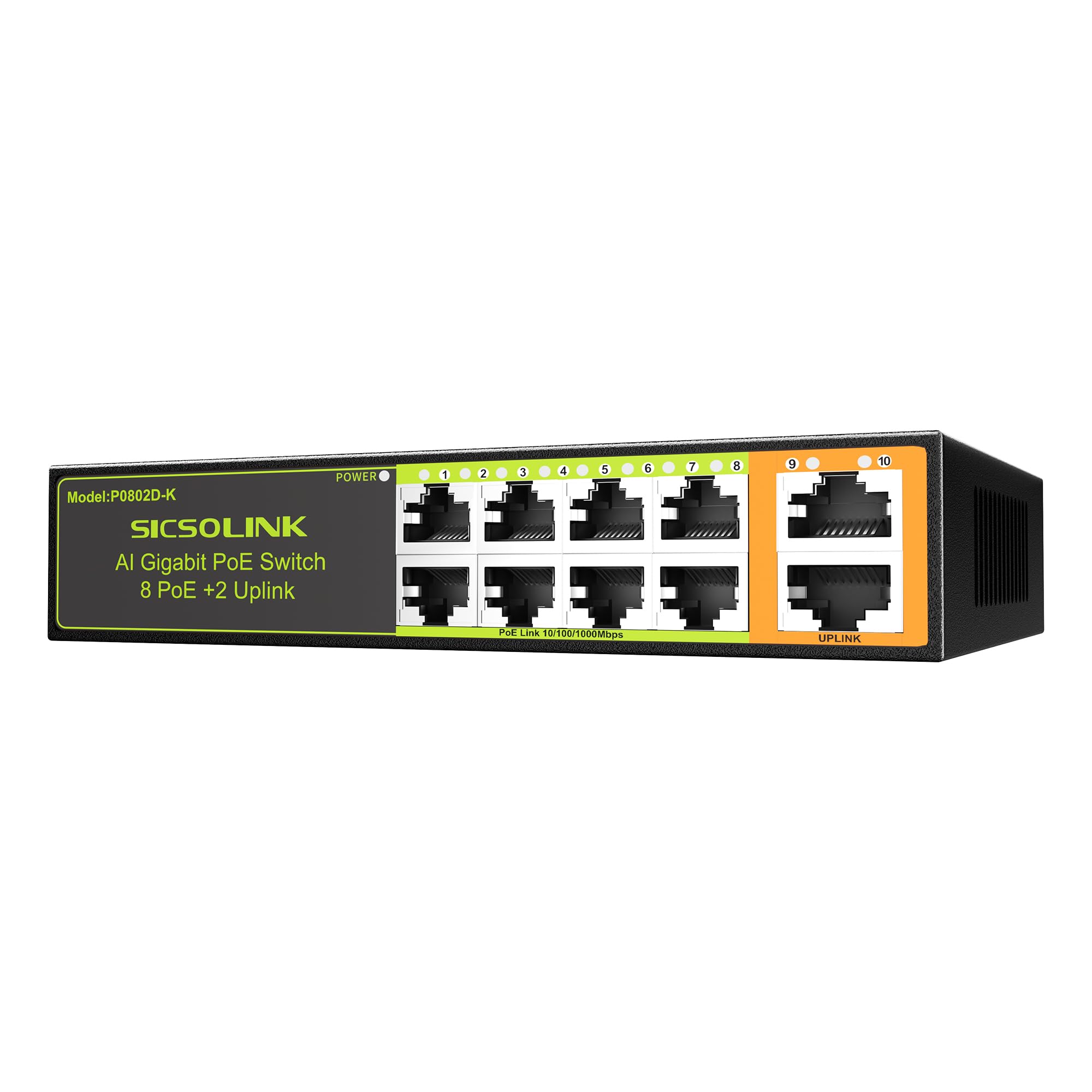 SICSOLINK 10-Port Gigabit PoE+ Switch