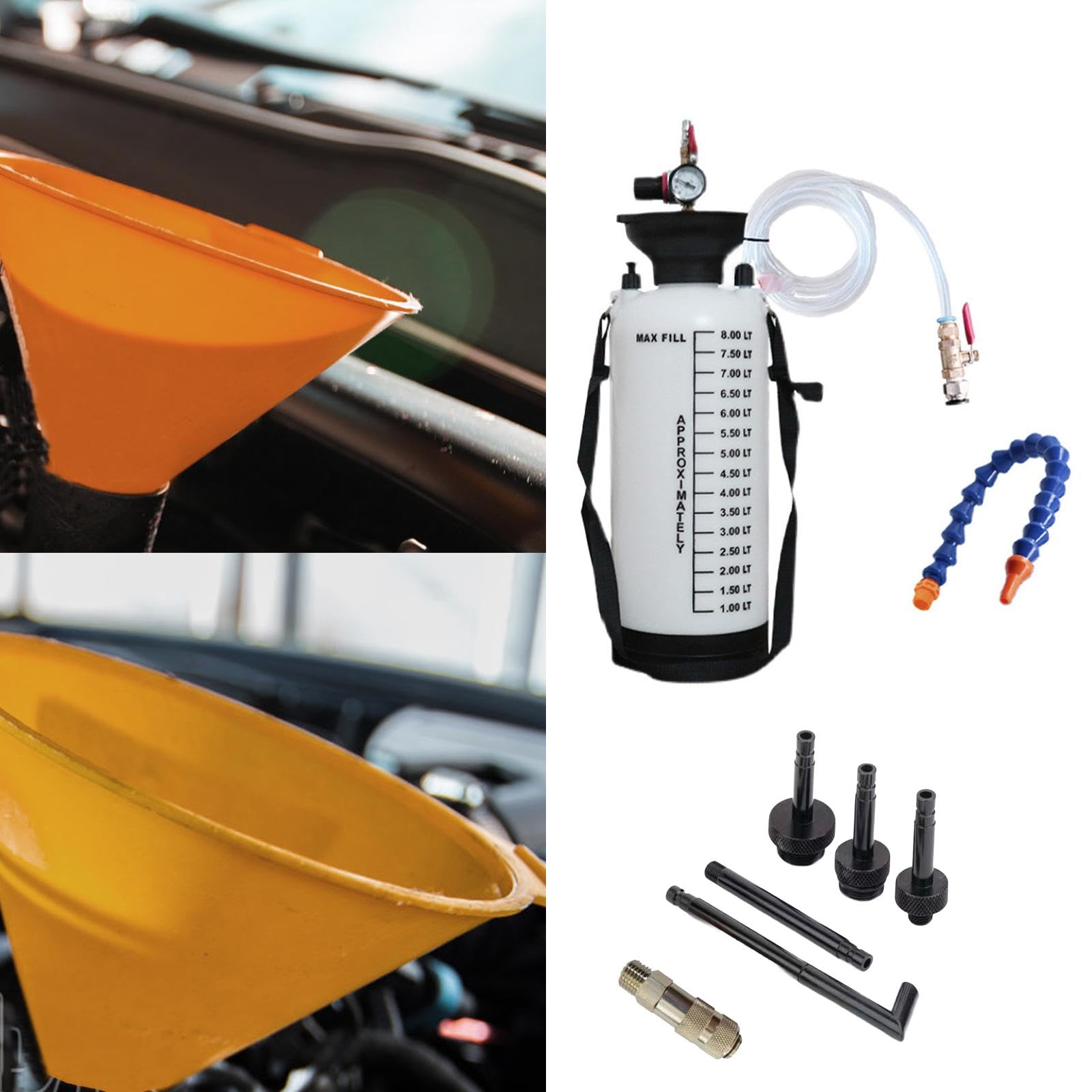 8 Liter Einfüllbehälter für Getriebeöl, Getriebeölpumpe für Kraftfahrzeuge, Transferpumpe, Getriebeöl Und Dosiergeräte, ATF Einfüllstutzen, 8L mit Adapter
