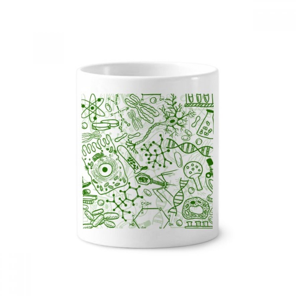 Cellules microscope vert pot céramique blanche porte stylo cadeau enseignant biologie 9.6cm - 3