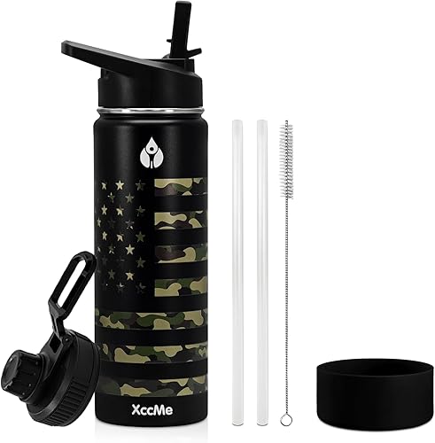 Miniatura 1 de XccMe Botella de agua aislada, botellas de agua de acero inoxidable de 32 onzas, botella de agua de metal, botella de agua deportiva con tapa con