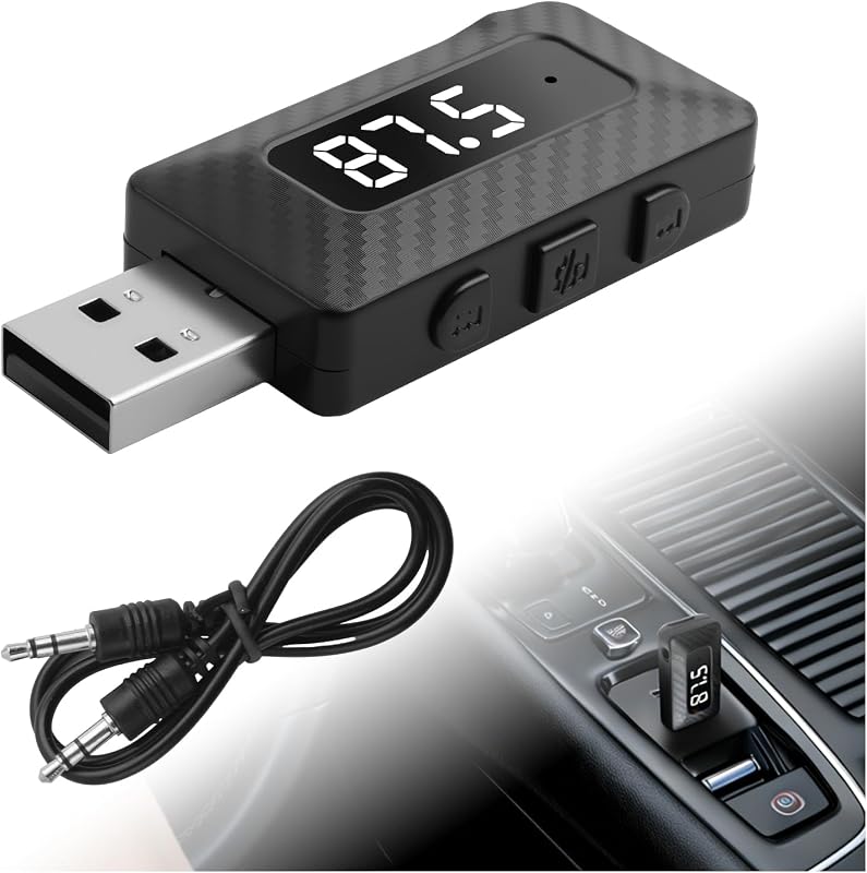 Adaptador USB inalámbrico Bluetooth para estéreo de automóvil, receptor transmisor FM Bluetooth 5.3 para estéreo de automóvil, estéreos domésticos, computadora, adaptador universal USB a Bluetooth para FM + AUX