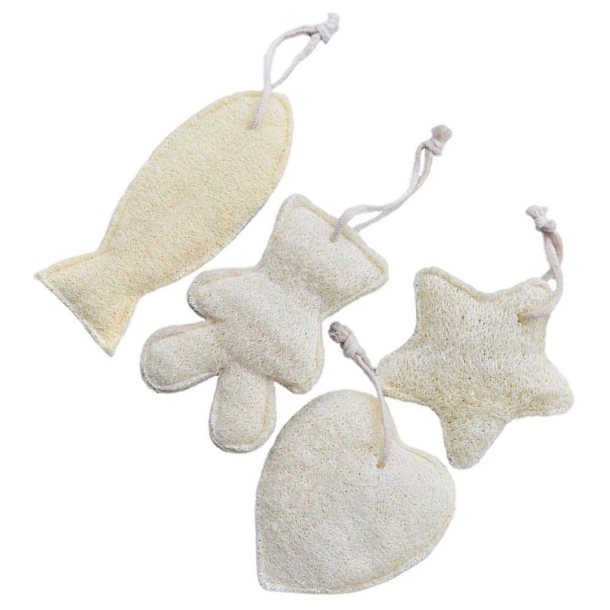 BELLIFFY 4 Piezas toalla de baño depurador de cuerpo puf bola de baño jabón de bebé quita durezas esponja natural esponja de baño esponjas toalla de ducha de dibujos animados masaje de baño