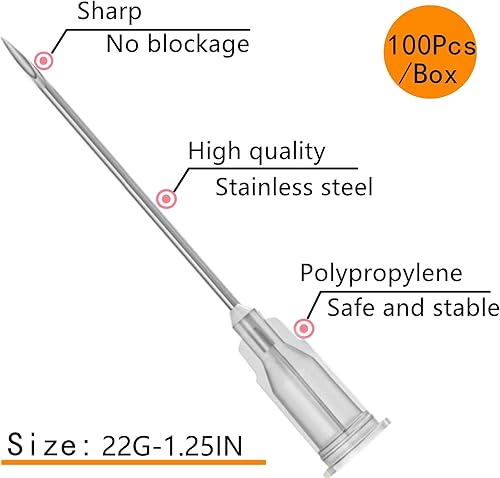 Miniatura 4 de Paquete de 100 jeringas de plástico Luer Lock de 0.2 fl ozcc con aguja de 22 Ga, herramientas de medición de laboratorio para dispensación