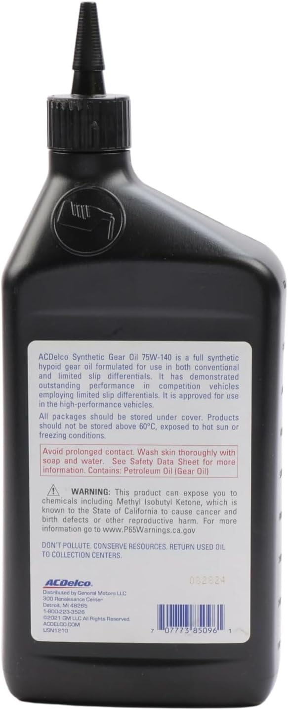 ACDelco Gold 10-4053 (89021809) GL-5 75W-140 Synthetic Gear Oil - 1 L