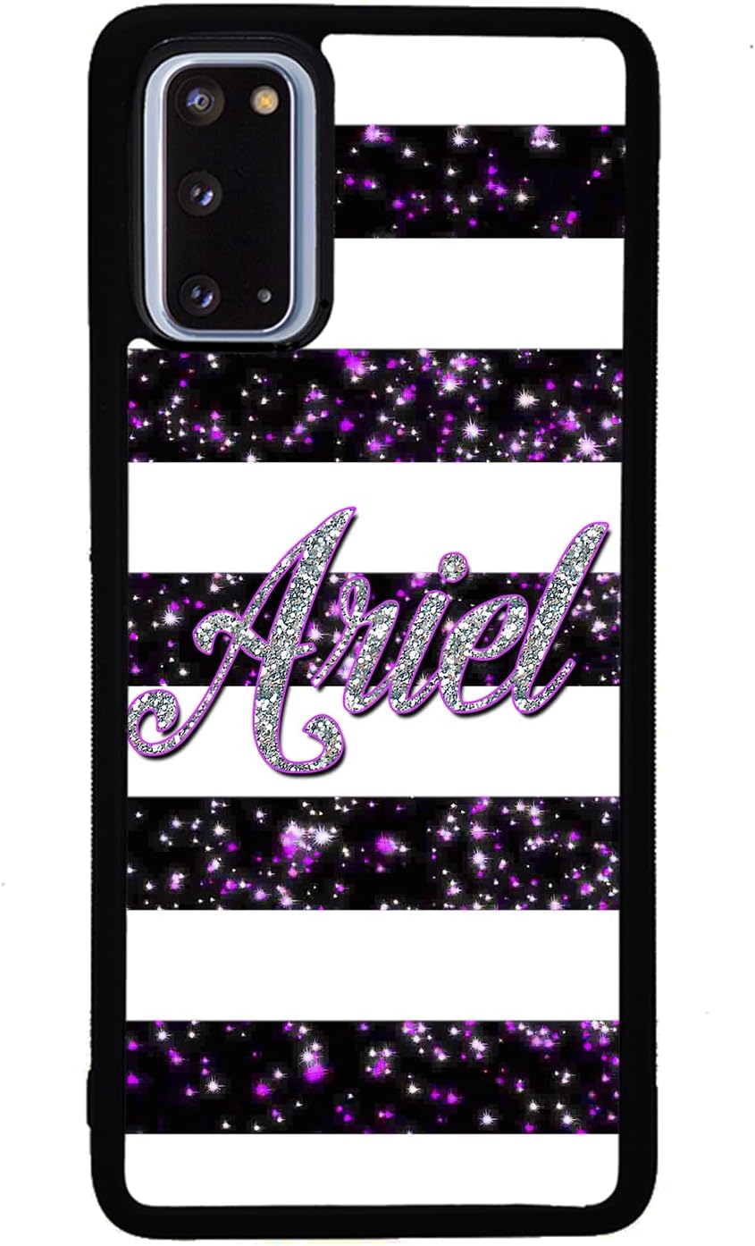 Purple Silver Bars Personalized Black Rubber Phone Case Compatible With Samsung Galaxy S25 S25+ S25 Ultra S24 S24+ S24 Ultra S24FE, S23 FE S23+ Ultra S22 S22+