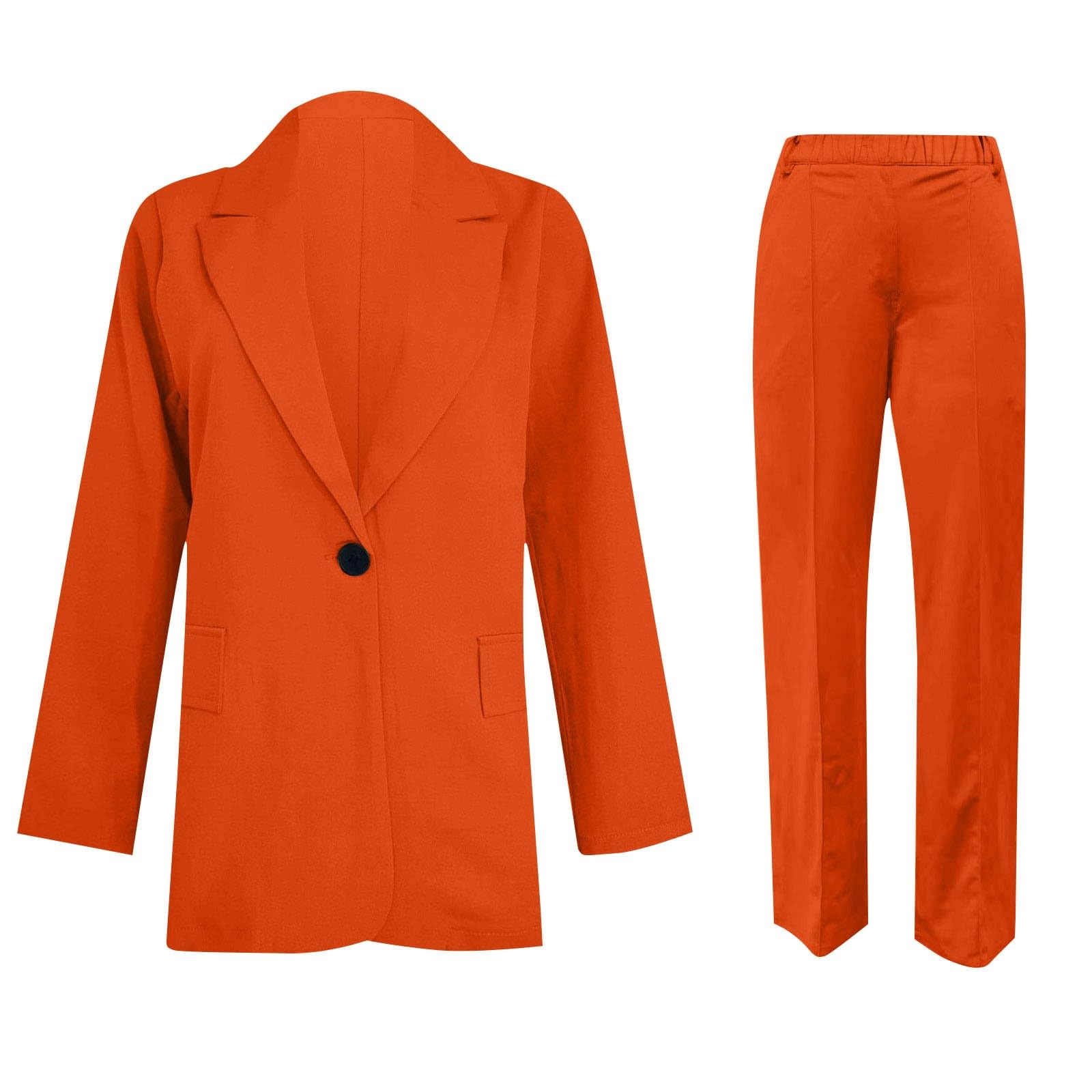 Ensemble Pantalon Femme 2 Pièces Élégant Tendance Col V Manches Longues Coupe Ample Mariage Satin Bureau Raffiné Tailleur Femme A46