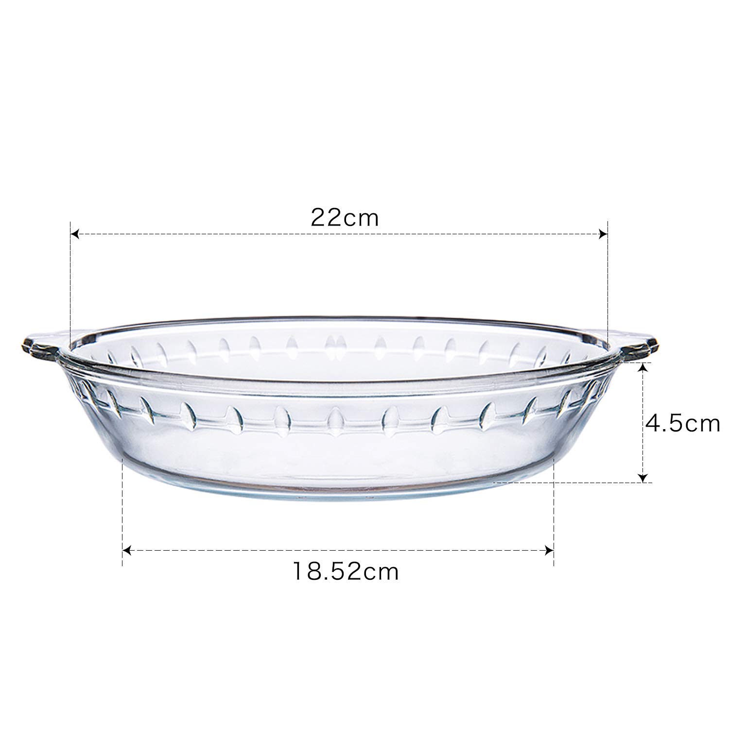 NUTRIUPS Plato Eedondo de Vidrio para Hornear con Asa, Plato para Servir Pasteles, Alta Resistencia al Calor, Moldes para Hornear de Vidrio para Pasteles, Tartas, Flan (22x18,52x4,5 cm)