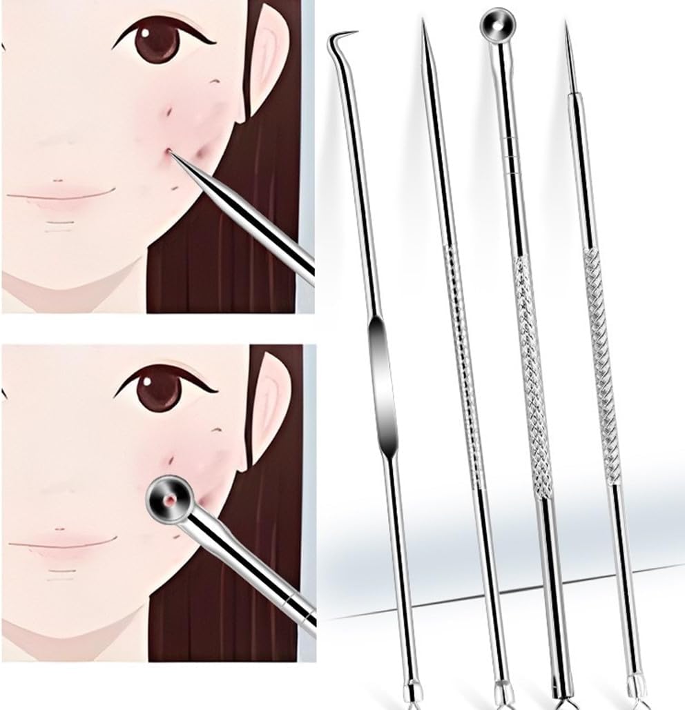 Blackhead Remover Tweezers Kit, Ultra-fine Tweezers Black Dots Blemish Extractor Acne Needle Facial Cleaner Skin Extractor Tool (8Pcs/Set)