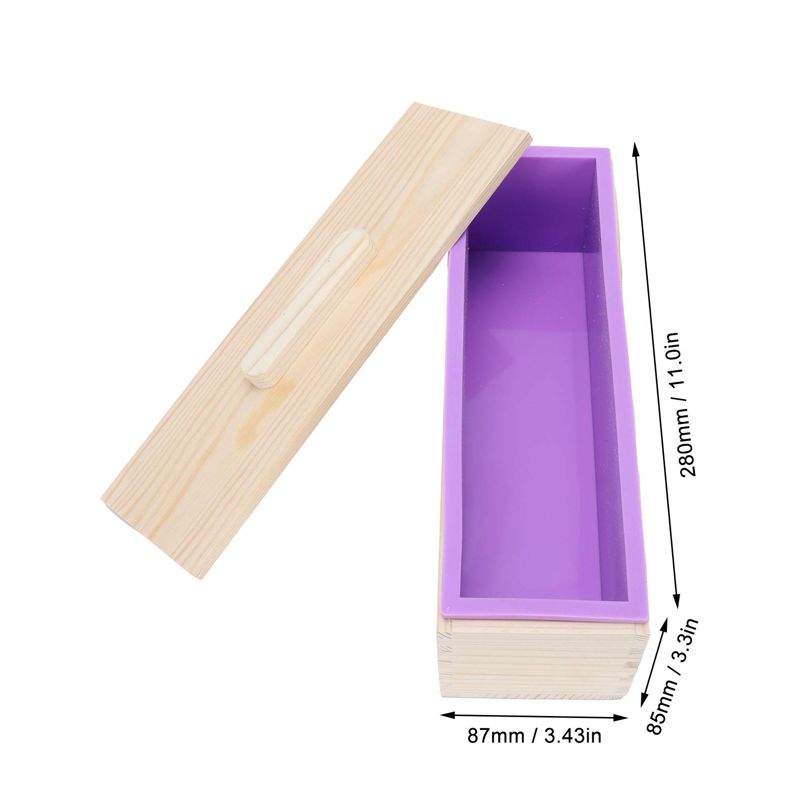 DIY Moldes de Silicona para Jabones, Moldes para Fabricación de Jabón y Repostería, Rectangular + Flor + Oso, con Caja de Madera, Papel de Regalo y Soporte Incluidos (Violeta)