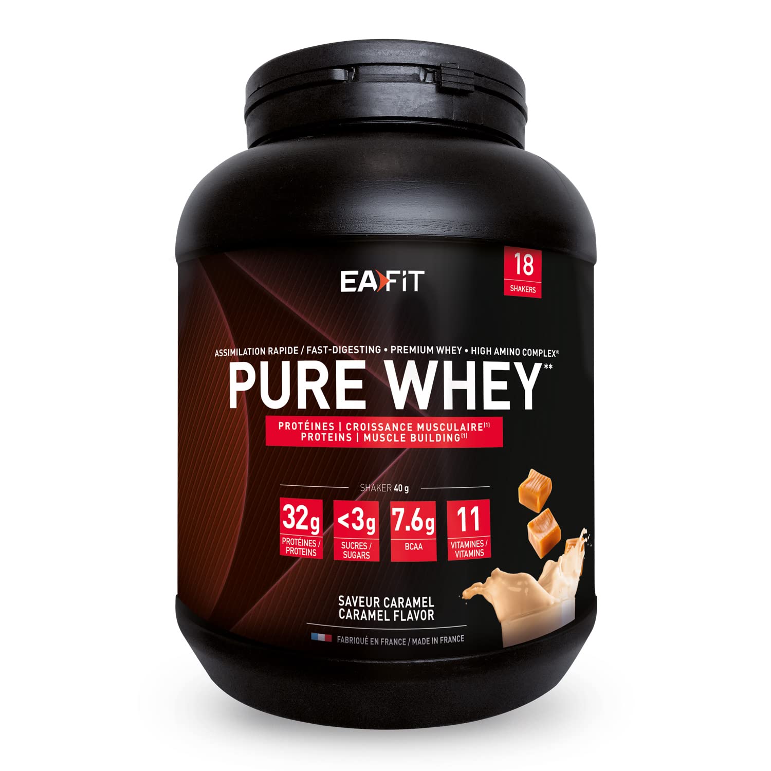 EAFIT Pure Whey - Caramello 750 g - Crescita Muscolare - Proteine WP tri-fonte - Rapida Assimilazione - Contiene Aminoacidi ed Enzimi Digestivi - Complesso HIGH AMINO - Certificato Anti-doping