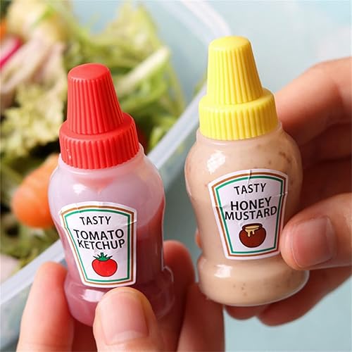 Miniatura 5 de 4 mini botellas de ketchup, botella exprimible de condimento de 0.8 fl oz, botellas de ketchup y miel para niños y adultos, caja Bento
