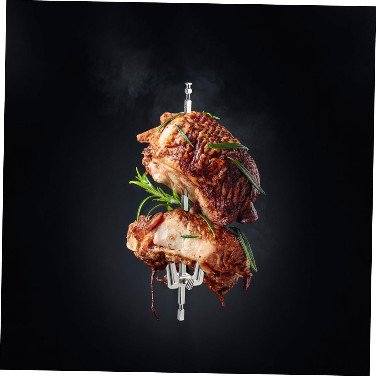 Forchette Rotanti 2 Pezzi per Pollo Arrosto in Acciaio Inox Accessorio per Forno e Griglia, Stabili e Facili da Riporre