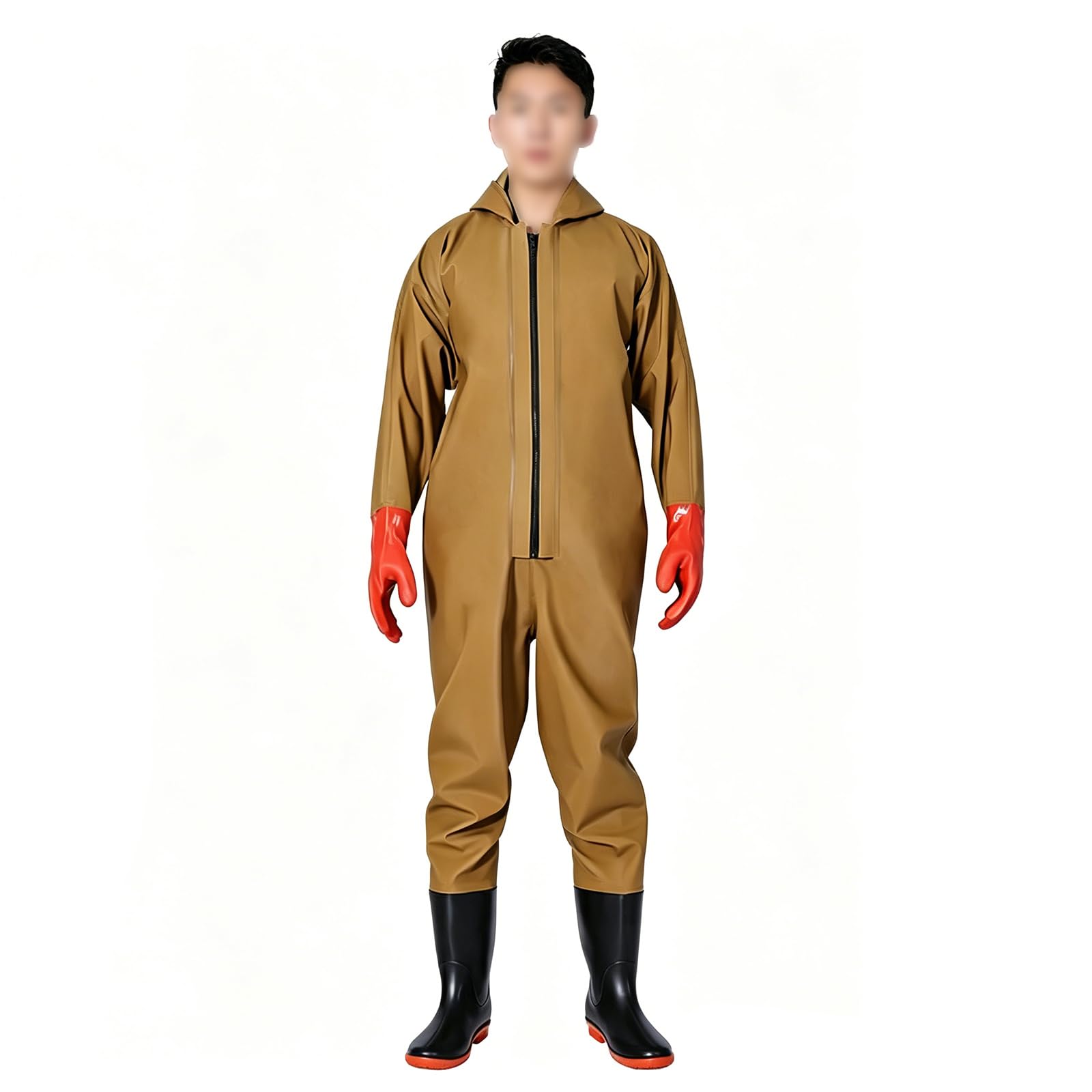Waders da Pesca con Cappello Antipioggia e Guanti, Waders con Stivali (Stivali di Gomma), Impermeabili, Traspiranti, Integrali, Ideali per Lavori Edili, Giardinaggio