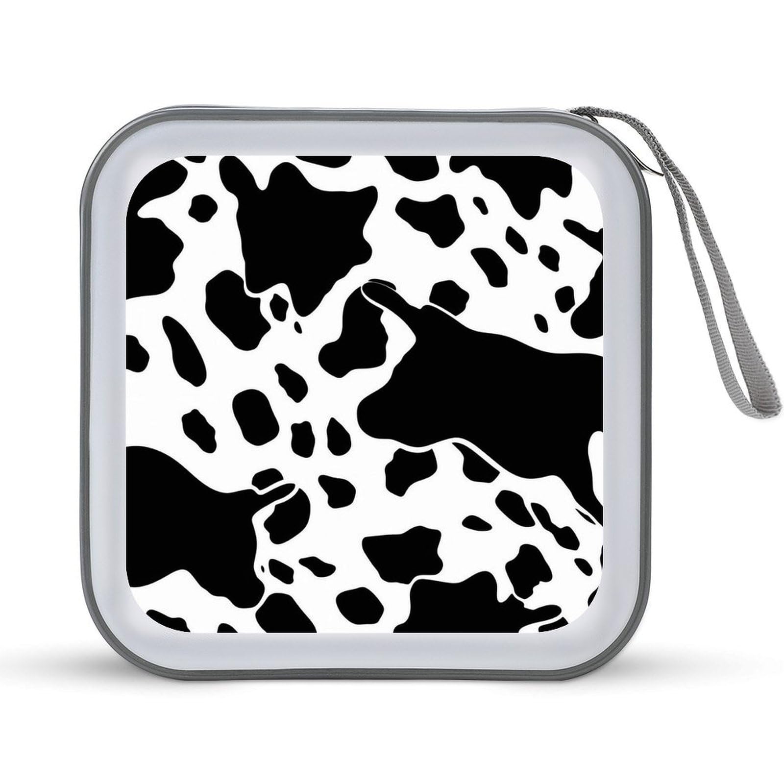 Étui à CD rigide compact imprimé vache noir et blanc style original - 8