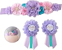 Vista 4 de Vemonllas Cinturón de maternidad para mamá para ser papá para ser ramillete, decoración de baby shower, accesorios para fotos de embarazo, regalos