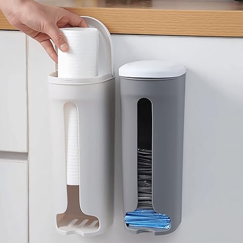 Miniatura 2 de Soporte de pared para bolsas de plástico, dispensador de bolsas de basura, soporte para rollos de cocina debajo del fregadero, bolsas de comestibles