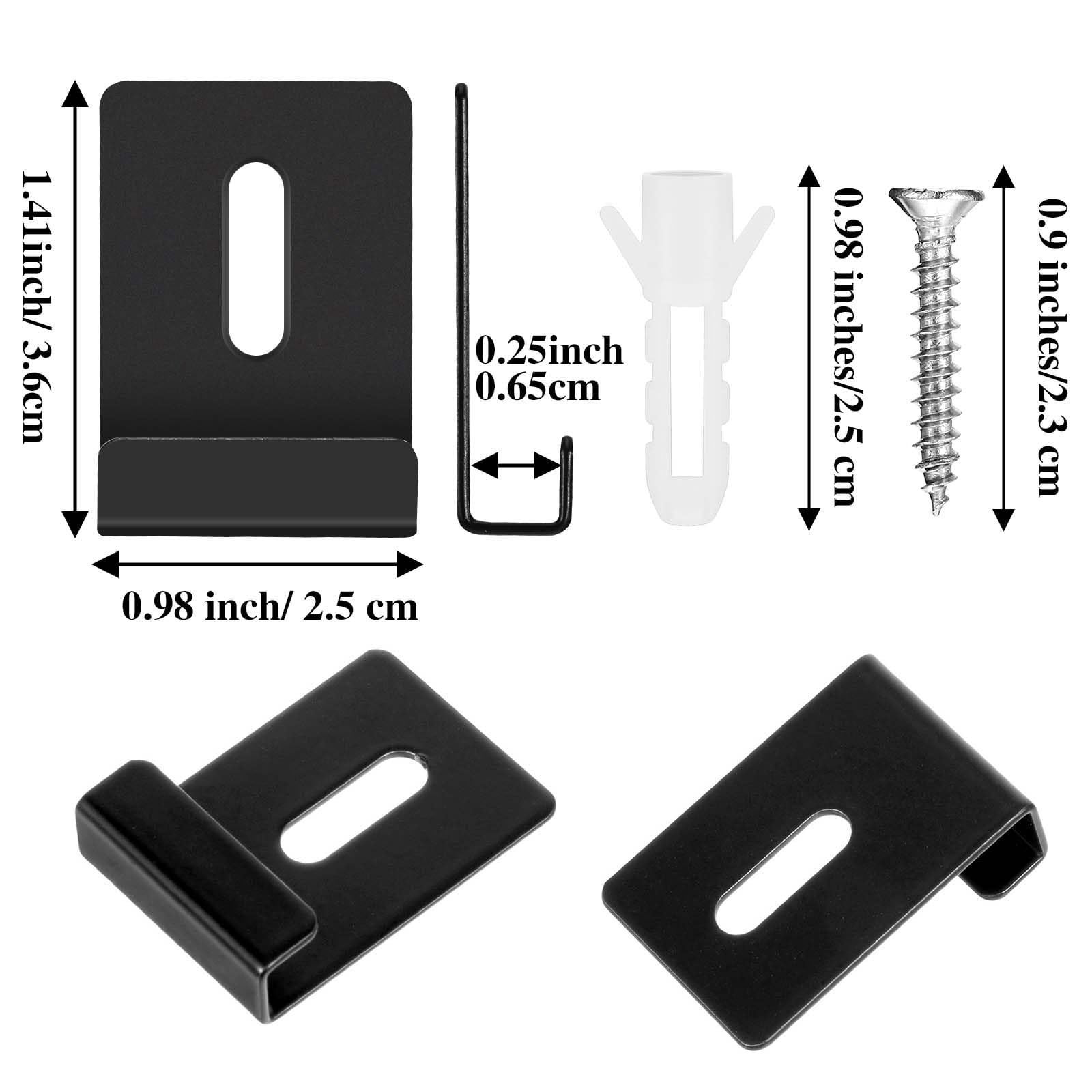 10 clip per specchio in metallo, clip per specchio senza cornice con viti e cuscinetti in gomma, set di ganci per specchio da parete per montaggio a parete (nero