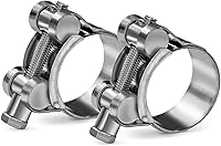 2-Pack 304 Stainless Steel T-Bolt Hose Clamps 1.25" Heavy Duty for Radiator Intercooler Pipes - Adjustable 40-43mm Range