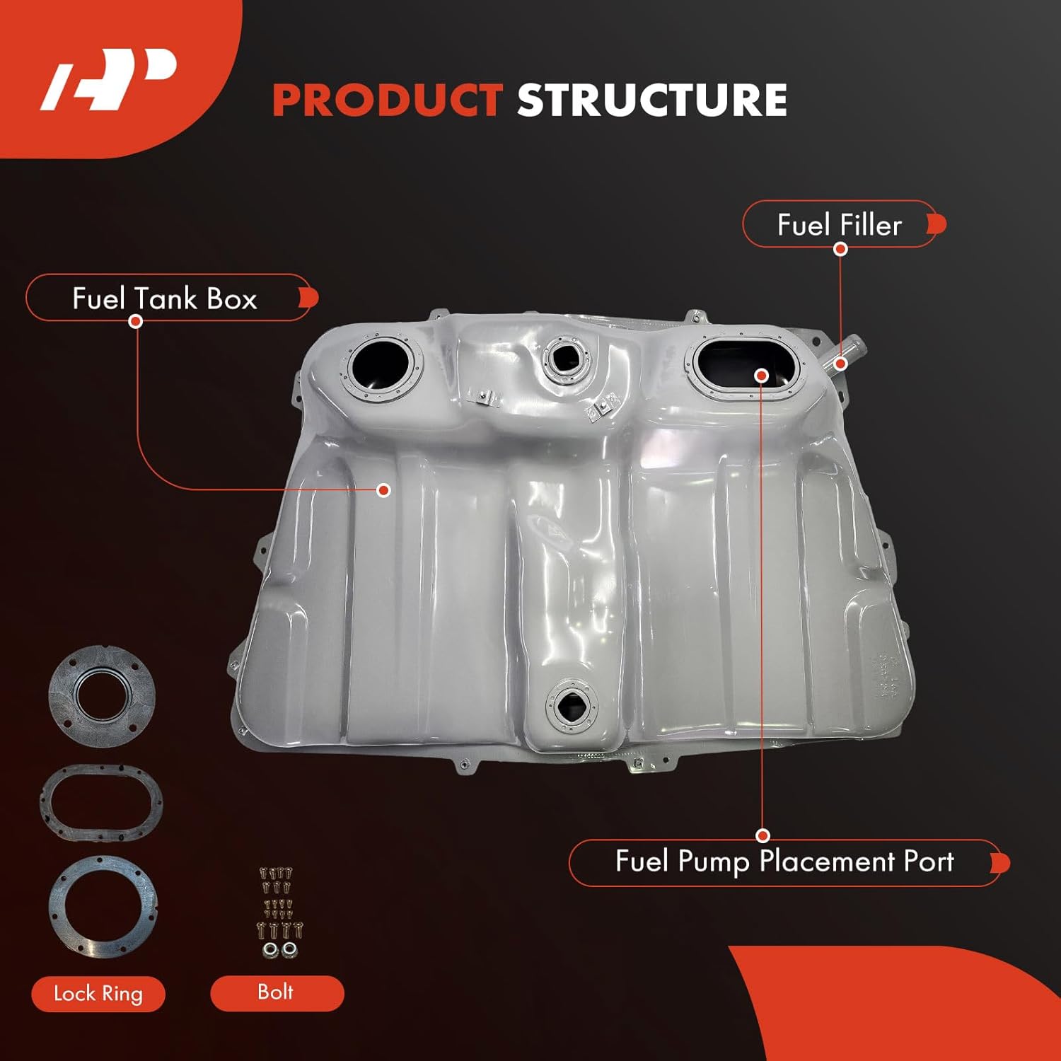 A-Premium Fuel Tank with O-Ring Compatible with Toyota RAV4 1996 1997 1998 1999 2000 2.0L, Gas, Replace# 77001-42900, 77001-42061