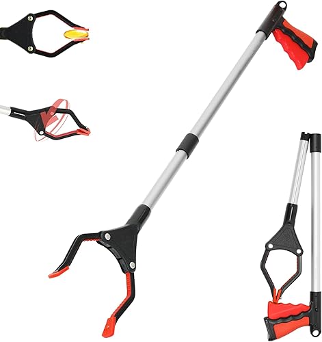 32 pulgadas FDA registrado (3010288069) plegable GrabRunner Reacher Grabber con punta magnética fuerte (rojo)