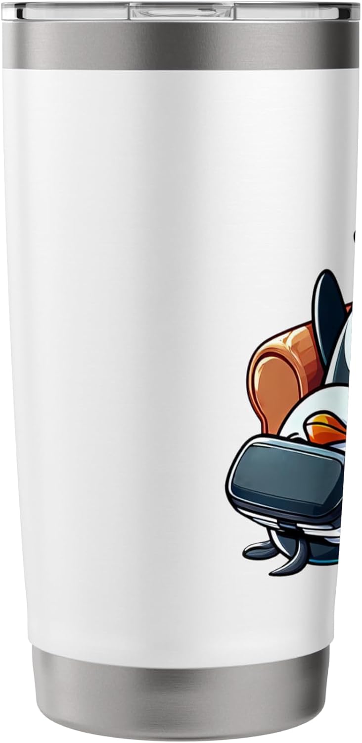 Funny Penguin VR Gaming Chair Chill Nerd Stainless Steel Insulated Tumbler image 4