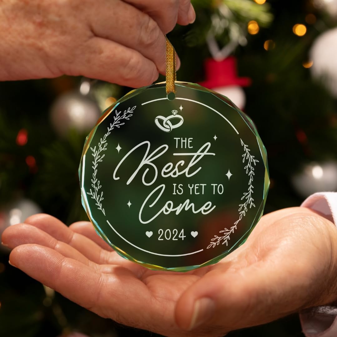 Engagement Gifts for Couples, The Best is Yet to Come Ornament 2024, Newlywed Gifts for Couples, Happy Engagement Gift for Her, Bride, Friends, Just Engaged Presents, Glass Engage Ornament 2024 - Image 4